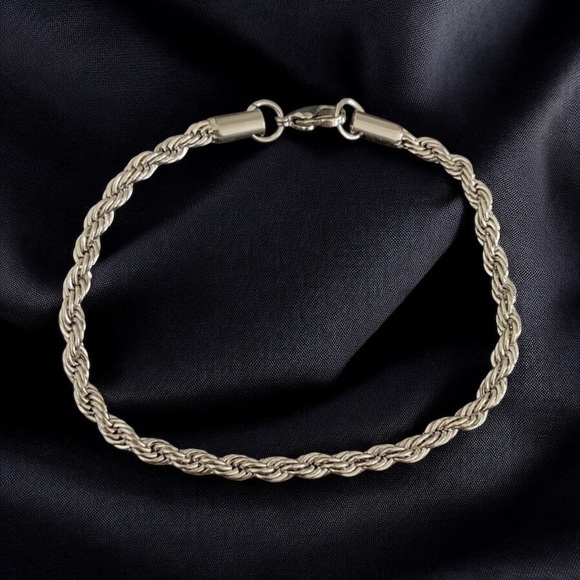 Other - ROPE STAINLESS STEEL 5MM BRACELET- SILVER - 7.5 INCHES IN LENGTH